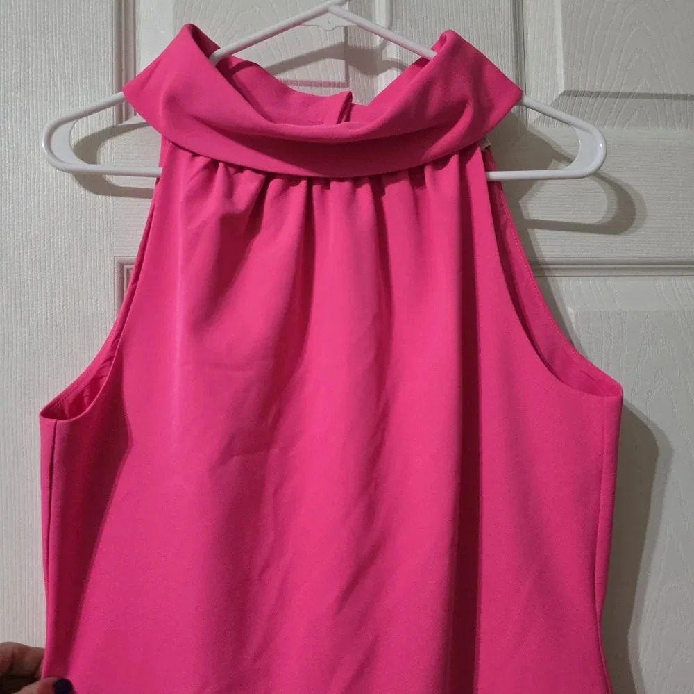 STS Sail to Sable Hot Pink Hydra Cowlneck Dress, Mini Sheath Silhouette, EUC! - Picture 3 of 14